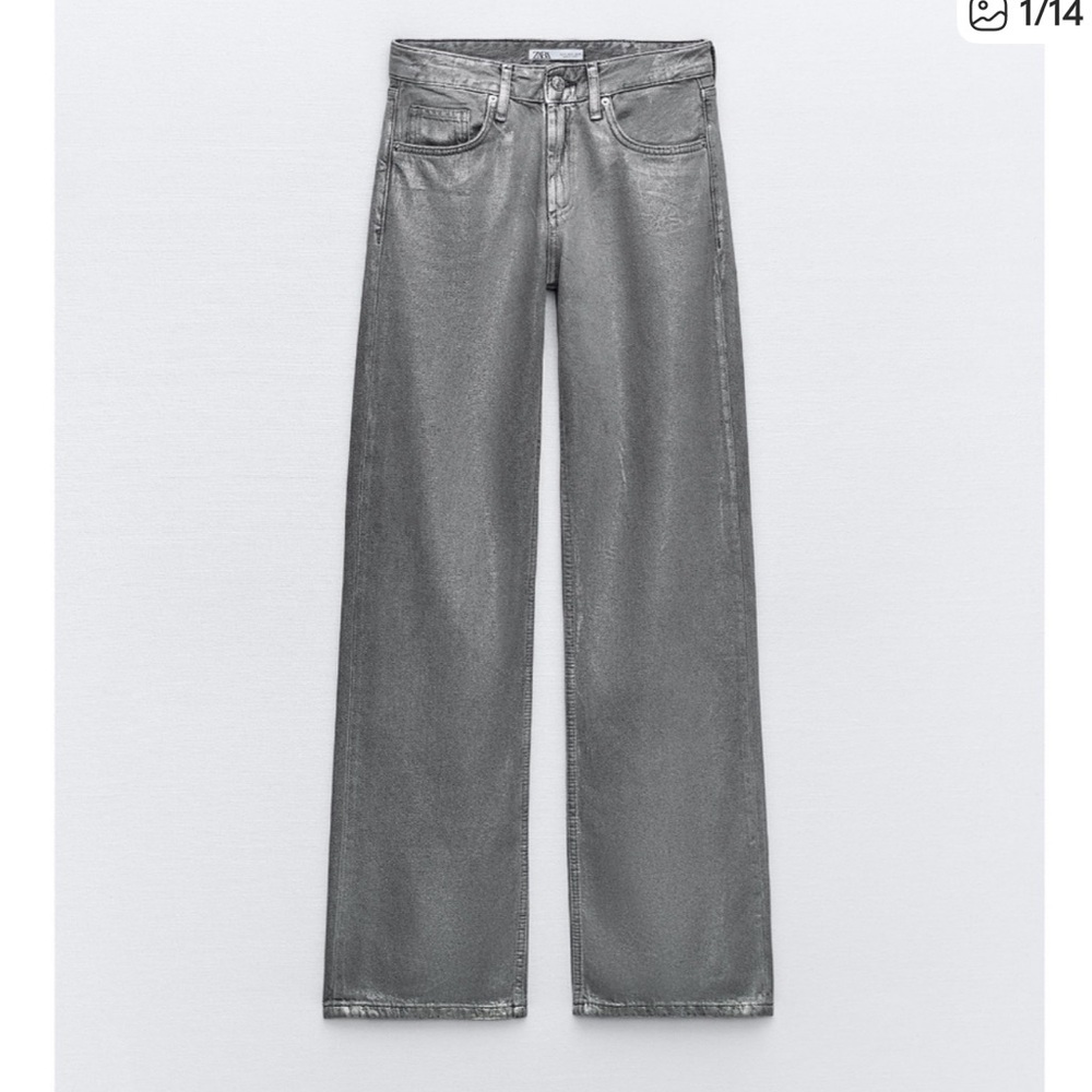 Zara Silver Wide Leg Jeans